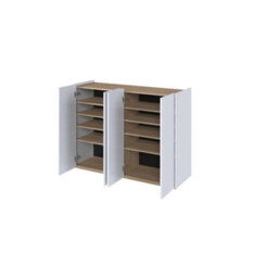 Arte Stylish Easy 2 Sideboard Cabinet H950mm W1260mm D400mm, White Gloss Fronts & Oak Scandi, Four Doors, Four Shelves, Led Lighting - thumbnail 4