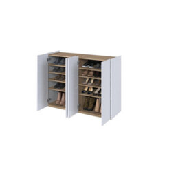 Arte Stylish Easy 2 Sideboard Cabinet H950mm W1260mm D400mm, White Gloss Fronts & Oak Scandi, Four Doors, Four Shelves, Led Lighting - thumbnail 5