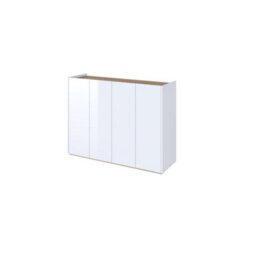 Arte Stylish Easy 2 Sideboard Cabinet H950mm W1260mm D400mm, White Gloss Fronts & Oak Scandi, Four Doors, Four Shelves, Led Lighting
