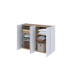 Arte Stylish Easy 2 Sideboard Cabinet H950mm W1260mm D400mm, White Gloss Fronts & Oak Scandi, Four Doors, Four Shelves, Led Lighting - thumbnail 3