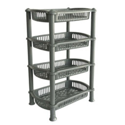Vivo 4 Tier - Silver Plastic Storage Shelf Shelves Basket Rack Caddy Home Kitchen Veg Fruit