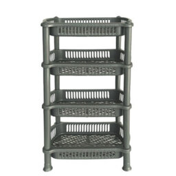 Vivo 4 Tier - Silver Plastic Storage Shelf Shelves Basket Rack Caddy Home Kitchen Veg Fruit - thumbnail 4