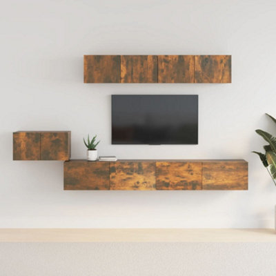 Berkfield 5 Piece Tv Cabinet Set Smoked Oak Engineered Wood - image 1