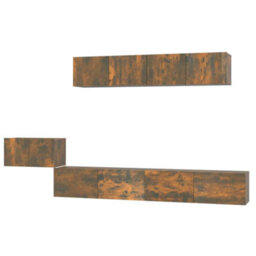 Berkfield 5 Piece Tv Cabinet Set Smoked Oak Engineered Wood - thumbnail 2