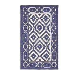 Homescapes Halmstad Blue And White Scandi Style 100% Cotton Printed Rug, 120 X 170 Cm - thumbnail 2