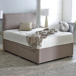 Divan Base Direct Dura Beds Roma Deluxe Super Orthopaedic Sprung Divan Bed Set 3Ft Single 2 Drawers Side- Lino Stone - thumbnail 1