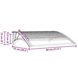 Vidaxl Door Canopy Black And Transparent 80X75 Cm Polycarbonate - thumbnail 7