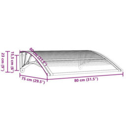 Vidaxl Door Canopy Black And Transparent 80X75 Cm Polycarbonate - thumbnail 8