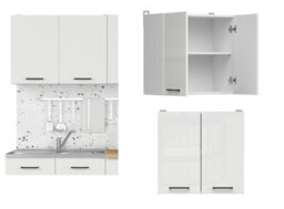 Impact Furniture Kitchen Wall Cabinet 800mm Unit Cupboard 2 Door 80Cm Chalk White Gloss Storage Junona Modern Budget Furniture - thumbnail 1