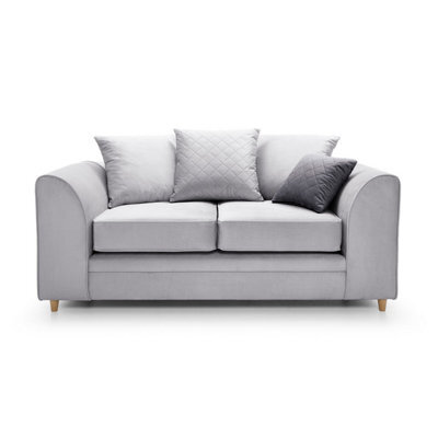 Abakus Direct Chicago Velvet 2 Seater Sofa In Light Grey - image 1
