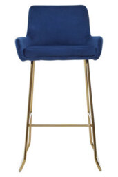 Premier Housewares Tamzin Blue Velvet Bar Chair With Low Arms - thumbnail 4
