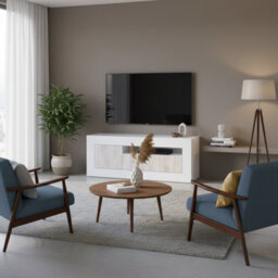 Amos Mann Furniture Aspen Tall Tv Cabinet Entertainment Unit In White With White Wood Effect - thumbnail 3