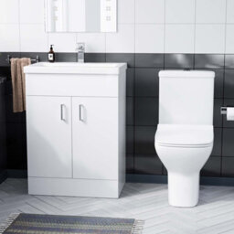 Nes Home 600mm Floorstanding White Basin Vanity & Rimless Close Coupled Toilet Flat Pack - thumbnail 2