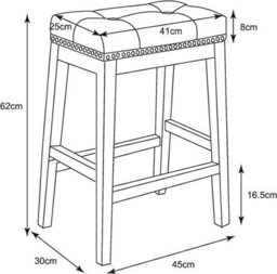 Belofay 30D X 45W X 62H Cm Elegant Counter Height Bar Stools With Cushioned Seat, Solid Wood Legs - thumbnail 7