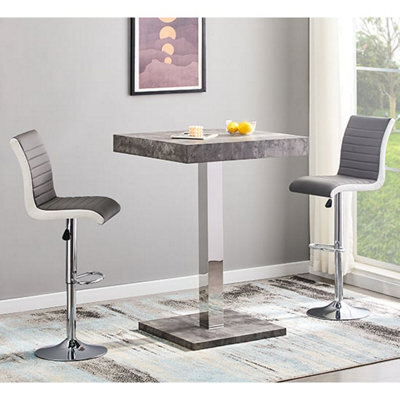 Furniture In Fashion Topaz Concrete Effect Bar Table With 2 Ritz Grey White Stools - image 1