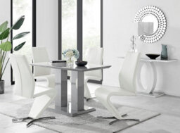 Furniturebox Uk Imperia 4 Modern Grey High Gloss Dining Table And 4 White Willow Chairs Set - thumbnail 1