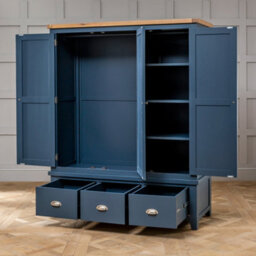 The Furniture Market Westbury Blue Painted Triple 3 Door Mirrored Wardrobe With 3 Drawers - thumbnail 5