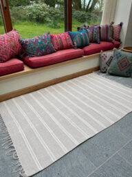Second Nature Online Varca Grey Rug Striped Design Cotton And Jute Yarn / 120 Cm X 180 Cm - thumbnail 4