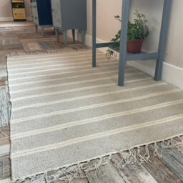 Second Nature Online Varca Grey Rug Striped Design Cotton And Jute Yarn / 120 Cm X 180 Cm