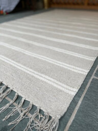 Second Nature Online Varca Grey Rug Striped Design Cotton And Jute Yarn / 120 Cm X 180 Cm - thumbnail 3
