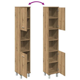 Berkfield Bathroom Cabinet Artisan Oak 30X30X179 Cm Engineered Wood - thumbnail 8