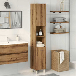 Berkfield Bathroom Cabinet Artisan Oak 30X30X179 Cm Engineered Wood - thumbnail 3