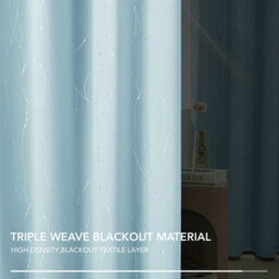 Deconovo Thermal Insulated Blackout Curtains Silver Dotted Line Foil Printed Eyelet Curtains W66 X L72 Inch Light Blue 2 Panels - thumbnail 6