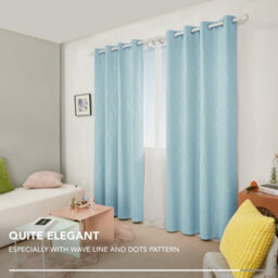 Deconovo Thermal Insulated Blackout Curtains Silver Dotted Line Foil Printed Eyelet Curtains W66 X L72 Inch Light Blue 2 Panels - thumbnail 5