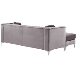 Beliani Corner Sofa 3 Seater Flen Velvet Grey Right Hand - thumbnail 5