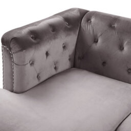 Beliani Corner Sofa 3 Seater Flen Velvet Grey Right Hand - thumbnail 7