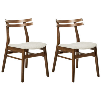Beliani Set Of 2 Dining Chairs Cynthiana Wood Brown/ Light Beige - image 1