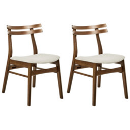 Beliani Set Of 2 Dining Chairs Cynthiana Wood Brown/ Light Beige