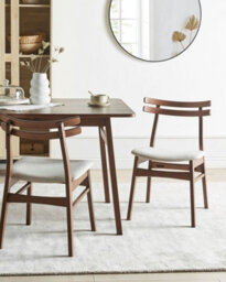 Beliani Set Of 2 Dining Chairs Cynthiana Wood Brown/ Light Beige - thumbnail 2
