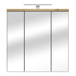 Furniture To Go Veris 3 Door Mirrored Bathroom Cabinet With Integrated Led Lighting - Artisan Oak And Sage Green - thumbnail 3