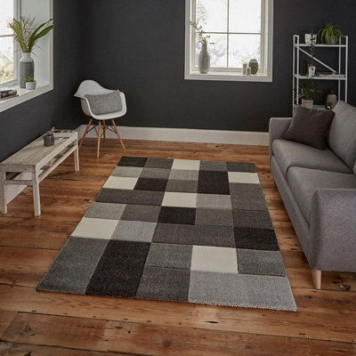 Grey Geometric Modern Handmade Rug For Living Room Bedroom And Dining Room-60 X 230Cm (Runner) - image 1
