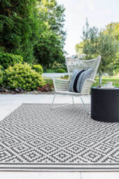 Black Outdoor Rug, Geometric Stain-Resistant Rug For Patio Decks Garden Balcony, 4mm Modern Outdoor Rug-200Cm X 290Cm - thumbnail 1