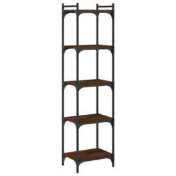 Berkfield Bookcase 5-Tier Brown Oak 40X30X154 Cm Engineered Wood - thumbnail 6