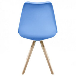 Fusion Living Soho Light Blue Plastic Dining Chair With Pyramid Light Wood Legs - thumbnail 3