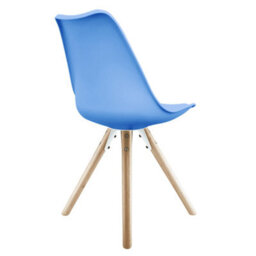 Fusion Living Soho Light Blue Plastic Dining Chair With Pyramid Light Wood Legs - thumbnail 4