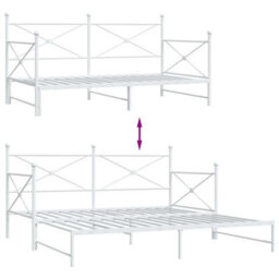 Berkfield Daybed With Trundle Without Mattress White 100X190 Cm Steel - thumbnail 9