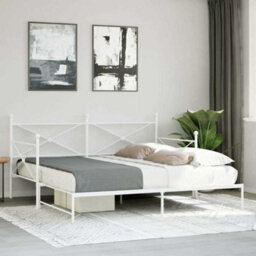 Berkfield Daybed With Trundle Without Mattress White 100X190 Cm Steel - thumbnail 3