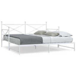 Berkfield Daybed With Trundle Without Mattress White 100X190 Cm Steel - thumbnail 1