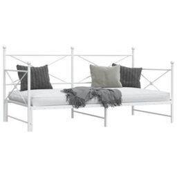Berkfield Daybed With Trundle Without Mattress White 100X190 Cm Steel - thumbnail 5