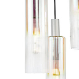 Ruben 3 Light Cluster Pendant Satin Silver And Ribbed Iridised Glass - thumbnail 3