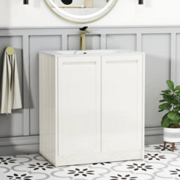 Royal Bathrooms Elmore 700mm Traditional Floor Standing 2 Door Bathroom Vanity Unit With Sintered Stone Basin Sink - Classic White