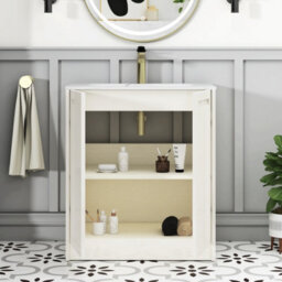 Royal Bathrooms Elmore 700mm Traditional Floor Standing 2 Door Bathroom Vanity Unit With Sintered Stone Basin Sink - Classic White - thumbnail 5