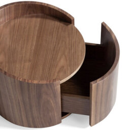 Angel Cerda Stylish Walnut And Black Steel Bedside Table For Modern Bedrooms - thumbnail 4