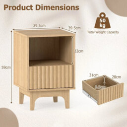 Modern Wooden Night Stand With Mid Century Elevated Legs - thumbnail 2