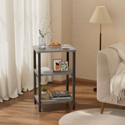 Precision Synergie Industrial Adjustable Bedside Table, 3-Tier Shelves, Grey, 37X30X59.4/62.4/65.4 Cm - thumbnail 6
