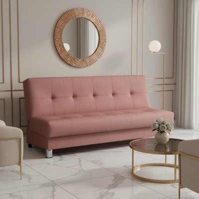 Enduro Xi Click Clack Sofa Bed Wooden Frame Foam Mattress Ideal For Living Room 195X90X85 Cm Pink - image 1
